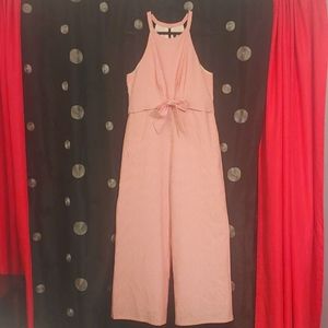 Sugar + Lips Jumpsuit size XL Red or Dark Pink and White Stripes